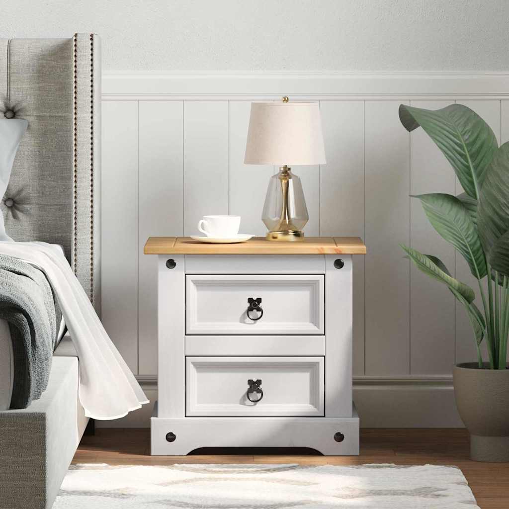 Nightstand White 53 x 39 x 47 cm Solid pine wood