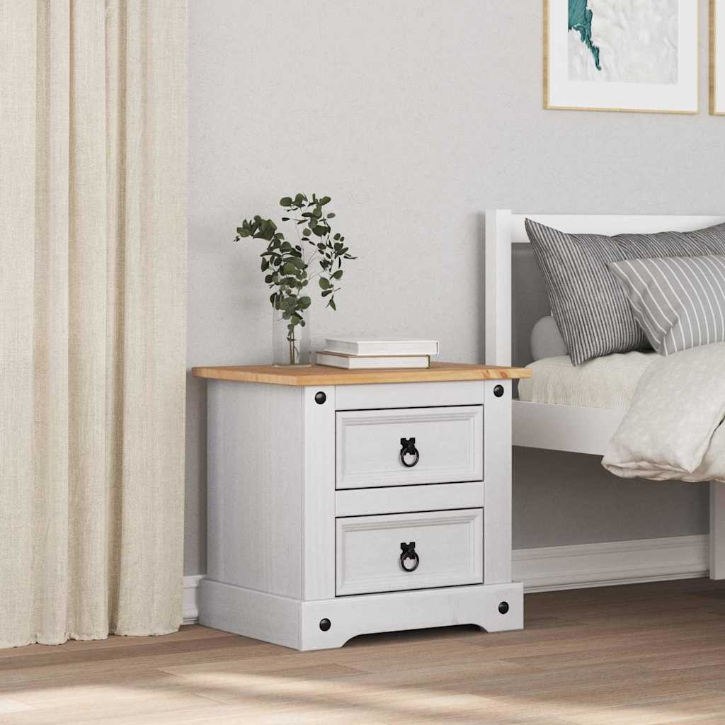 Nightstand White 53 x 39 x 47 cm Solid pine wood