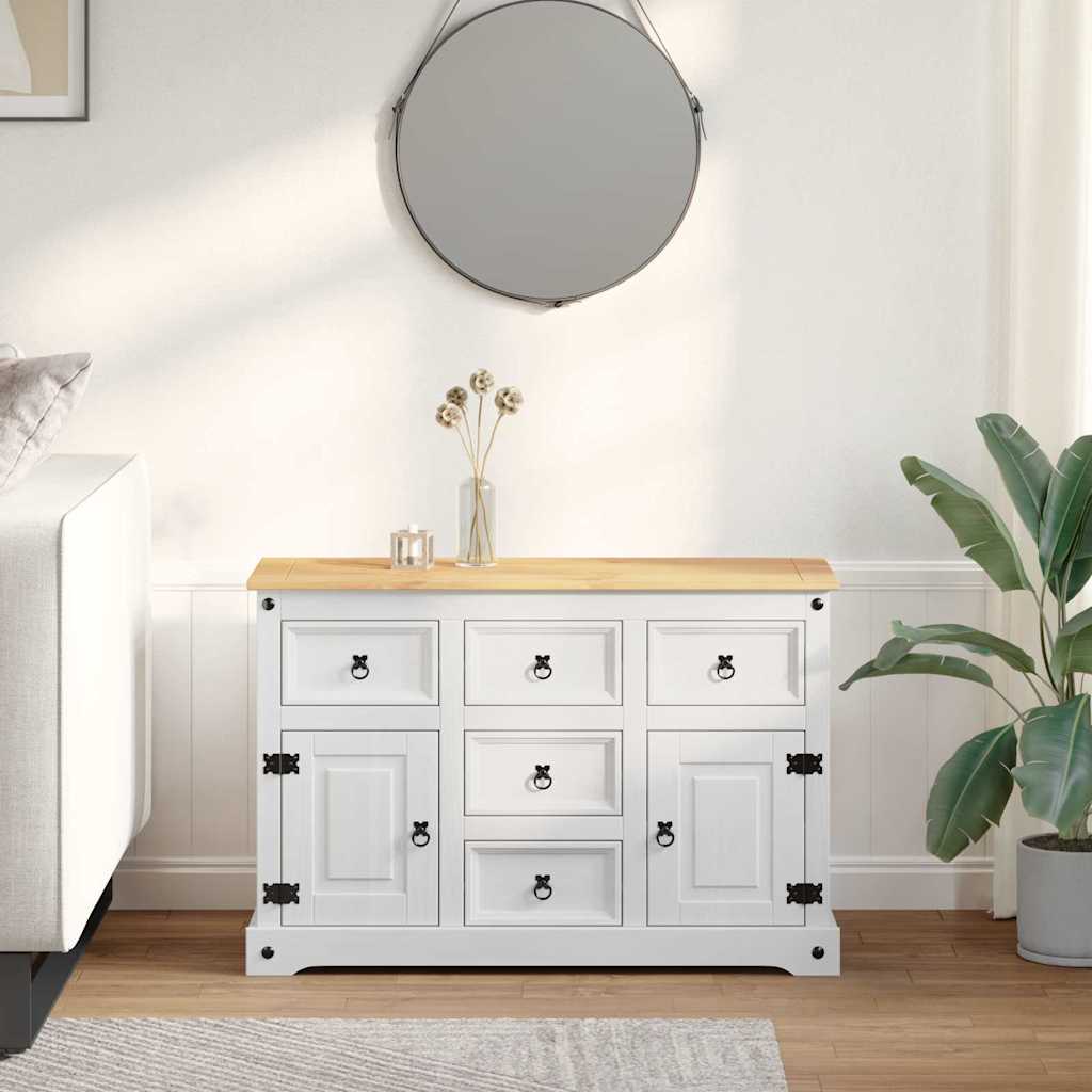 Uzglabāšanas kaste ar atvilktnēm Corona Balta 112 x 40 x 75 cm