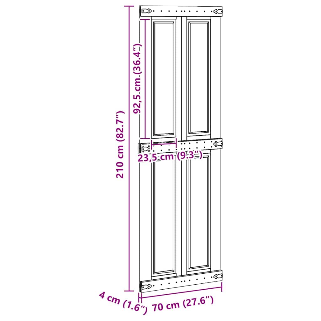Tvarto durys Corona 70 x 210 cm Pušies medienos masyvas