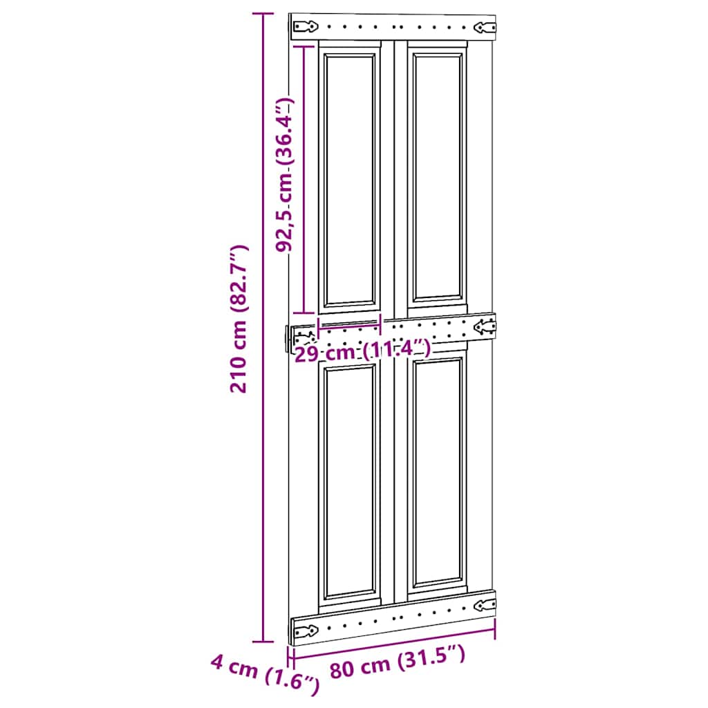 Tvarto durys Corona 80 x 210 cm Pušies medienos masyvas