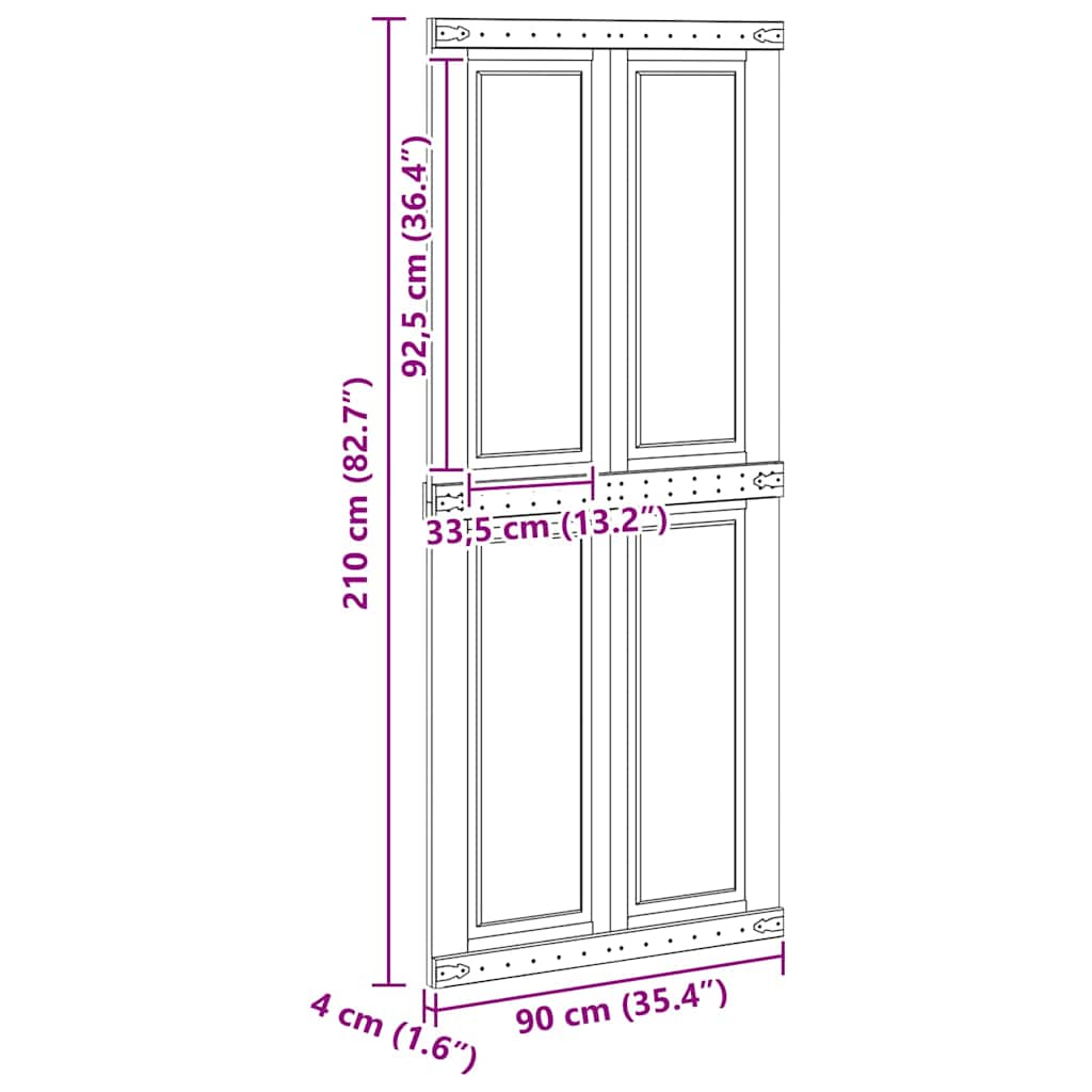 Tvarto durys Corona 90 x 210 cm Pušies medienos masyvas