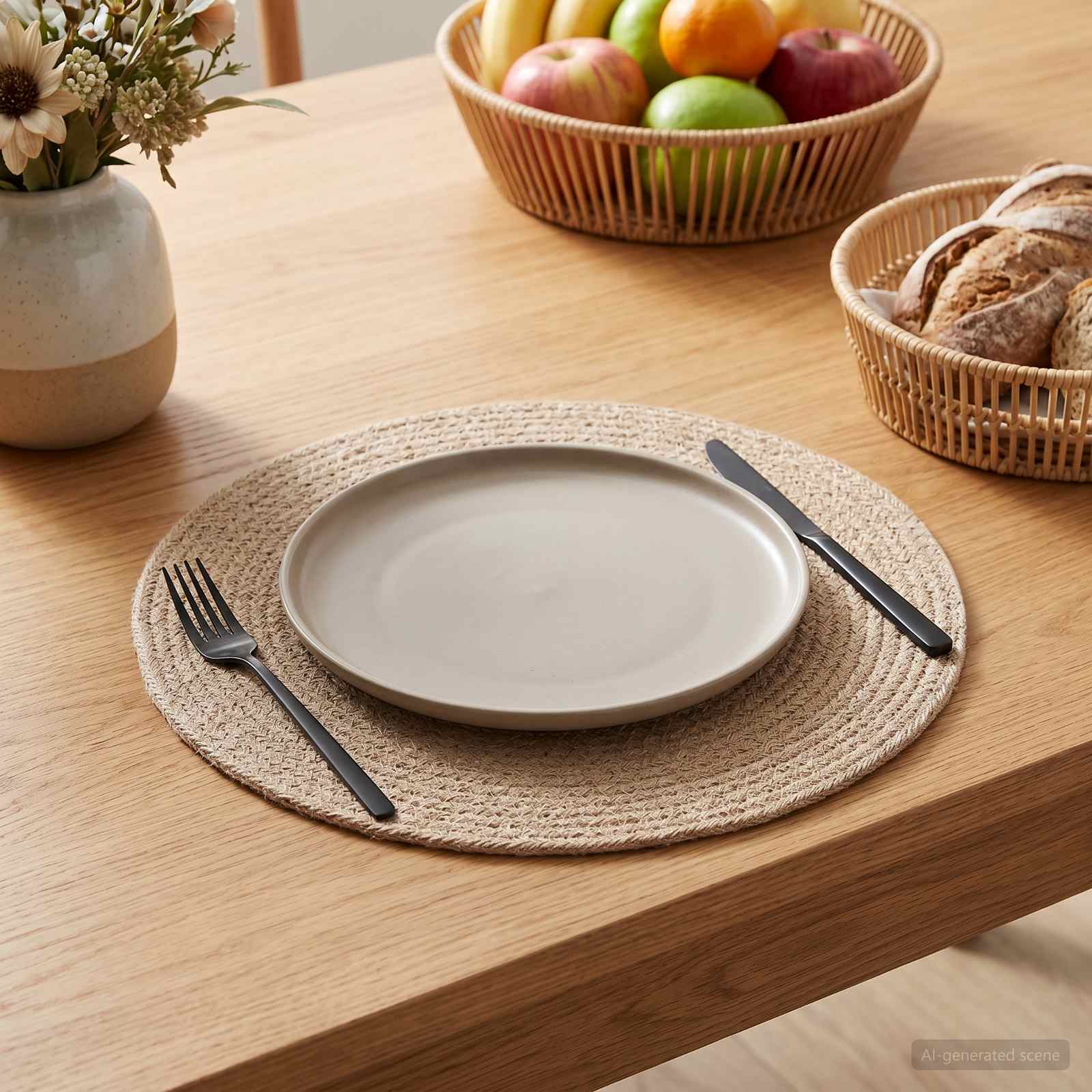 Džiuto paveikslai 4 pcs Natūrali Ø 30 cm 100% Tossa Džiutas