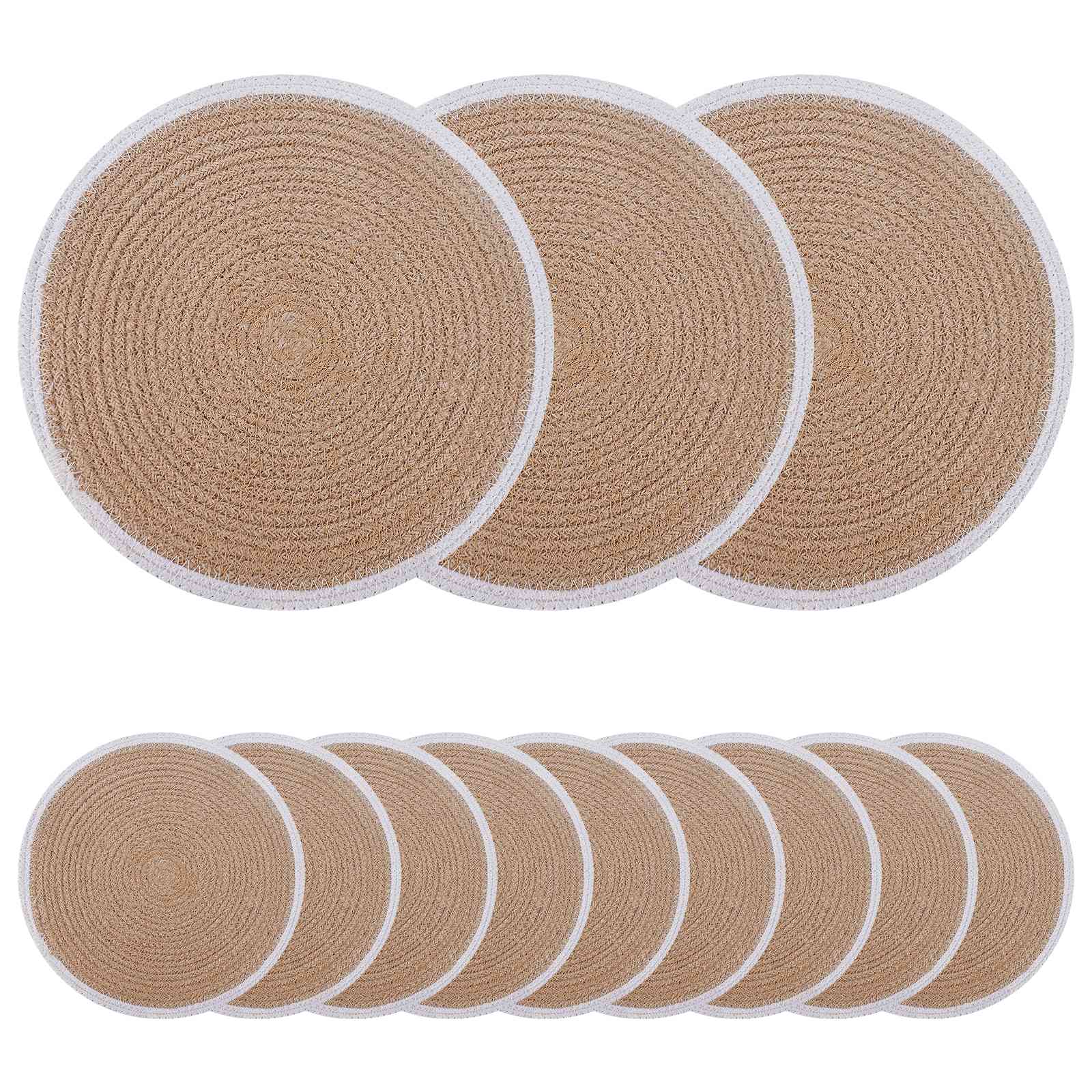 Džiuto paveikslai 12 pcs Natūrali ir Balta Ø 30 cm