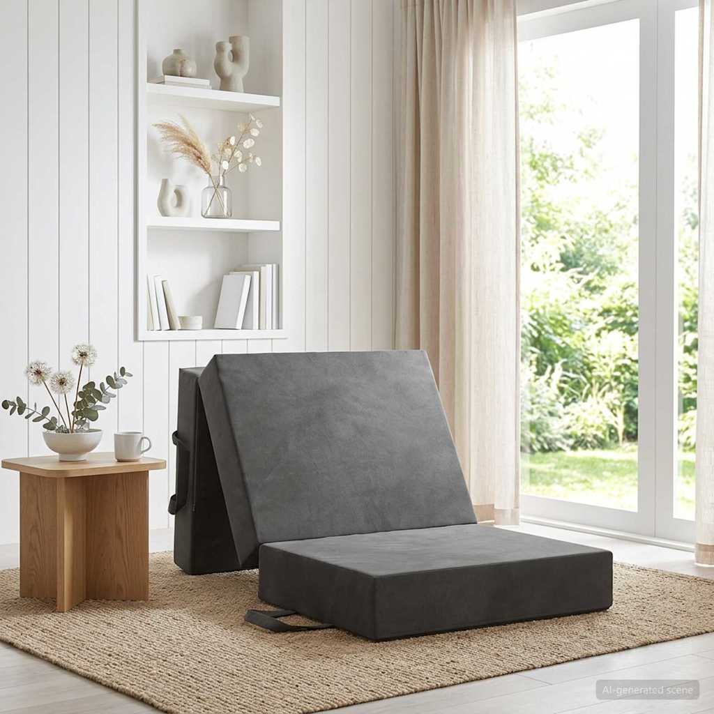 Sulankstomas Sofos Lova 90 x 63 x 45 cm Tamsiai pilka