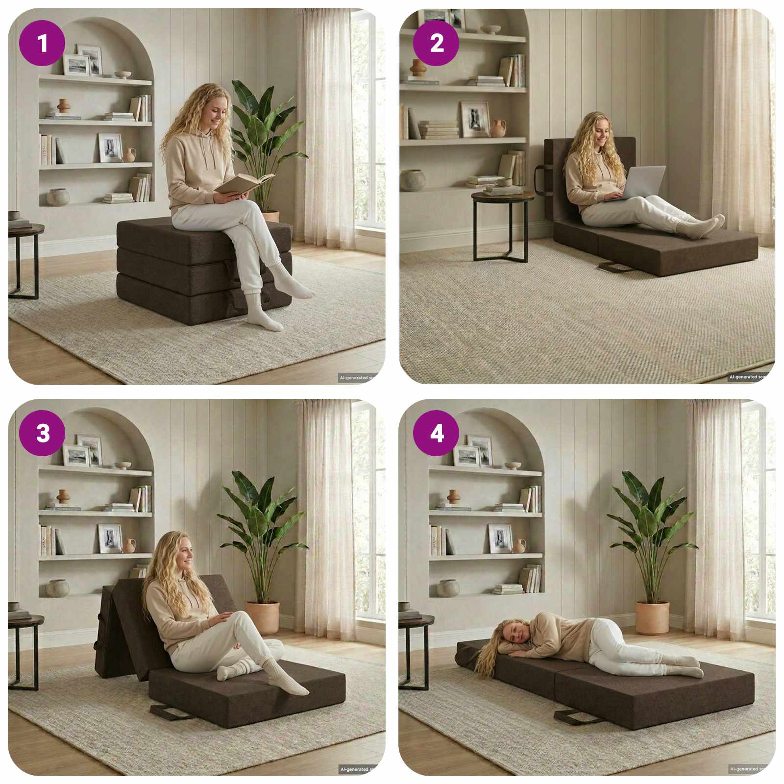 Sulankstomas Sofos Lova 90 x 63 x 45 cm Taupe