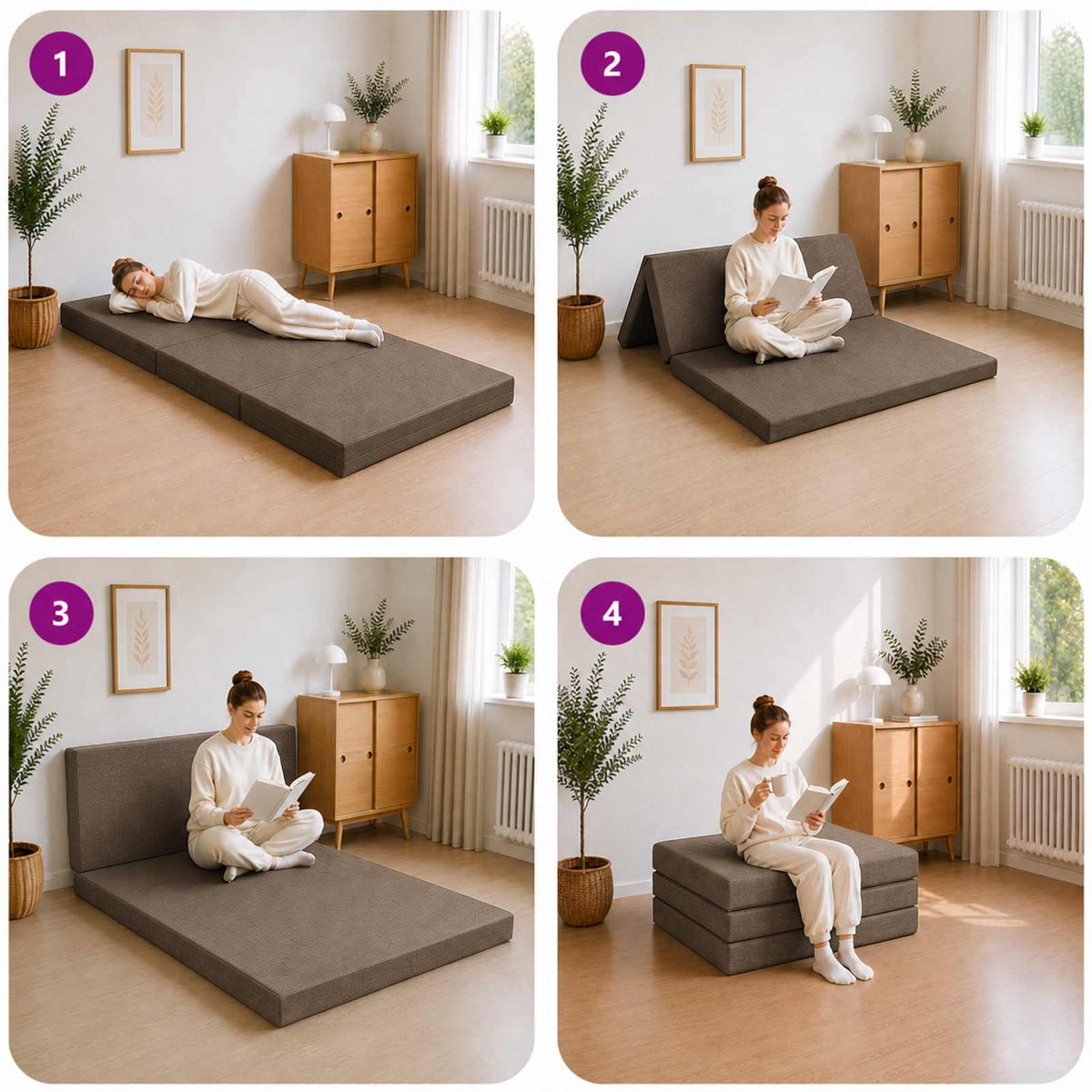Sulankstomas Sofos Lova 80 x 67 x 45 cm Taupe