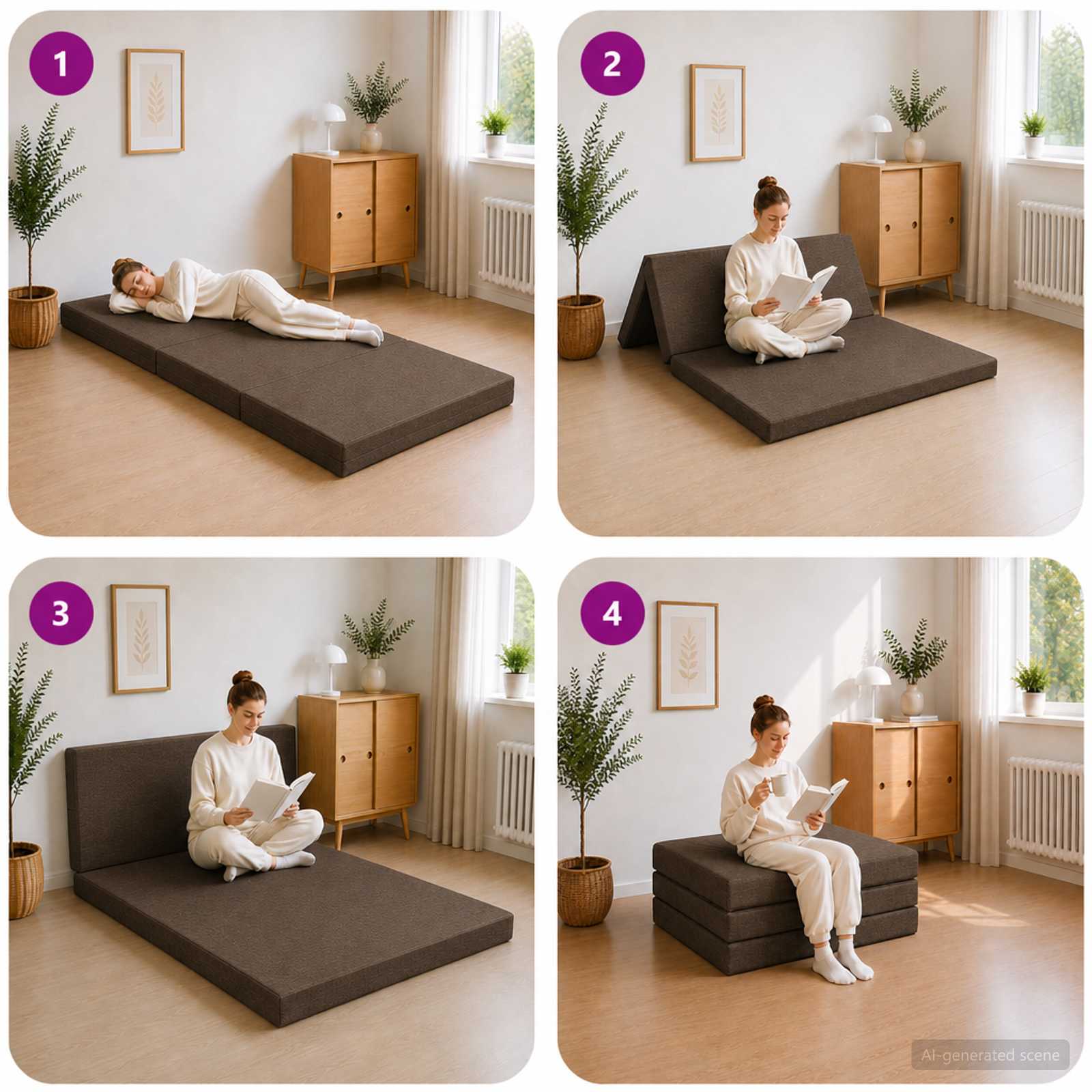 Sulankstomas Sofos Lova 100 x 67 x 45 cm Taupe