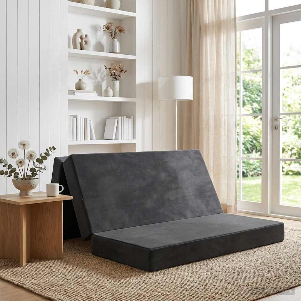 Sulankstomas Sofos Lova 160 x 67 x 45 cm Tamsiai pilka