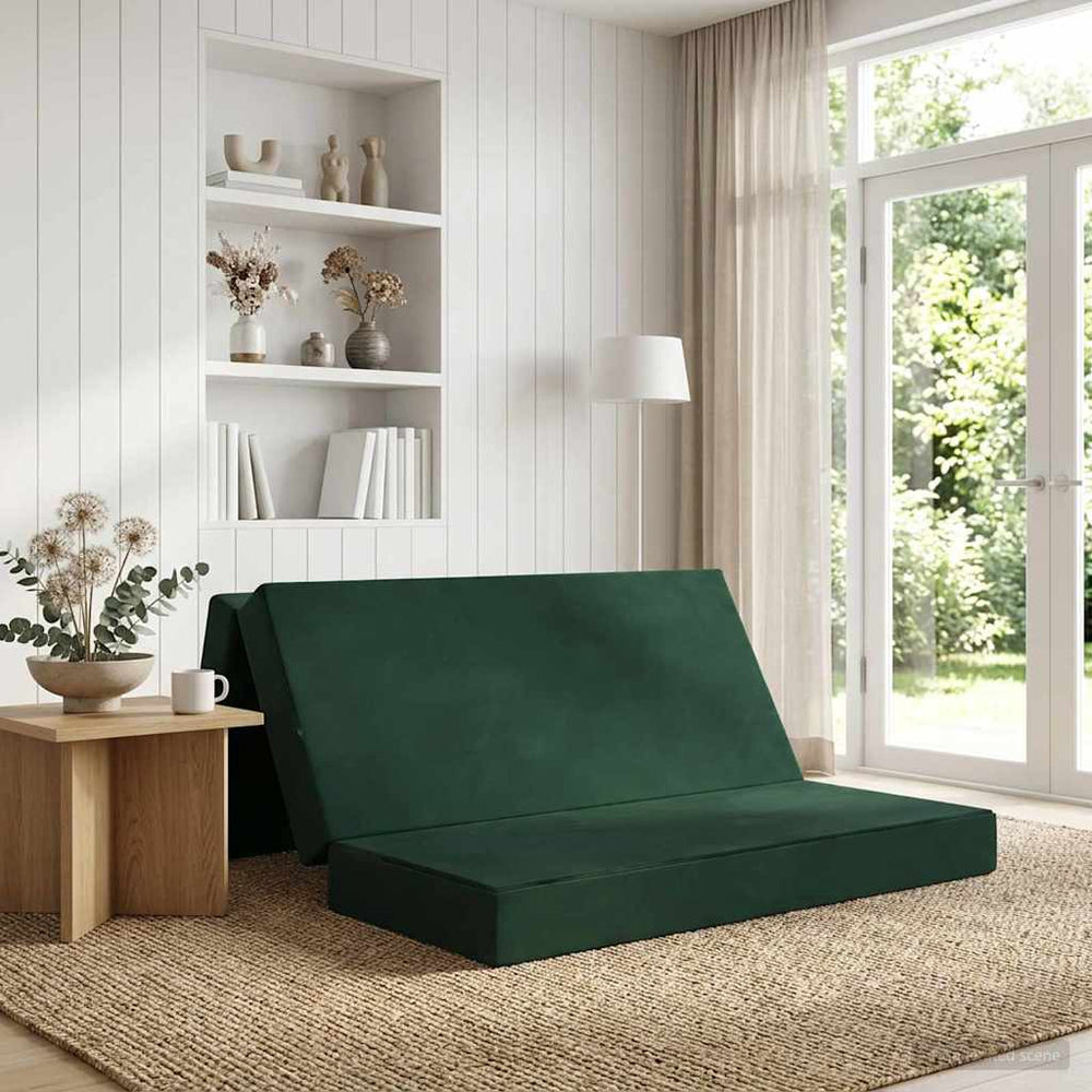 Sulankstomas Sofos Lova 160 x 67 x 45 cm Tamsiai žalia