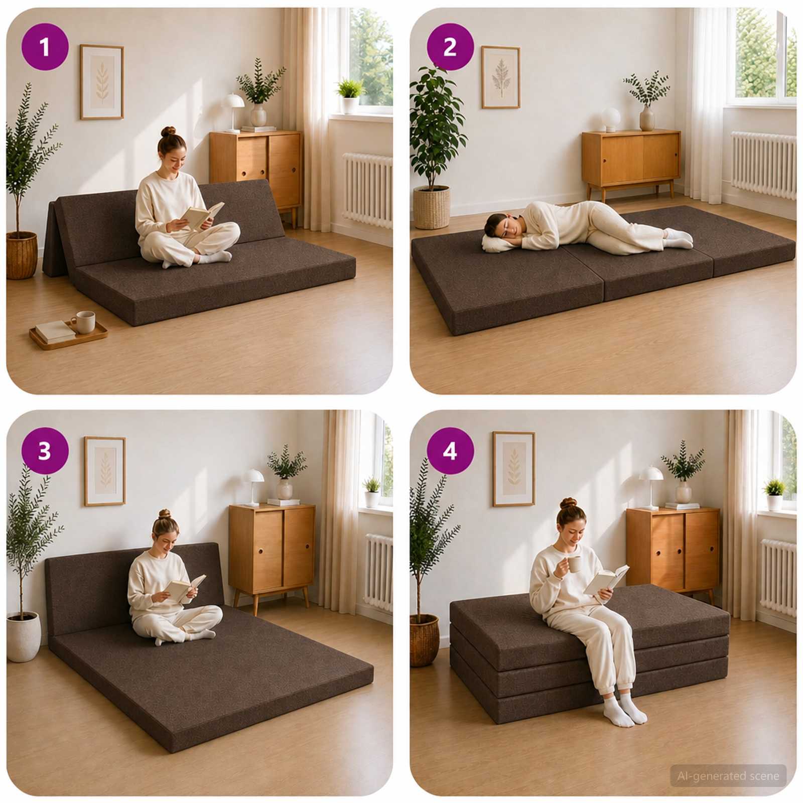 Sulankstomas Sofos Lova 140 x 67 x 45 cm Taupe