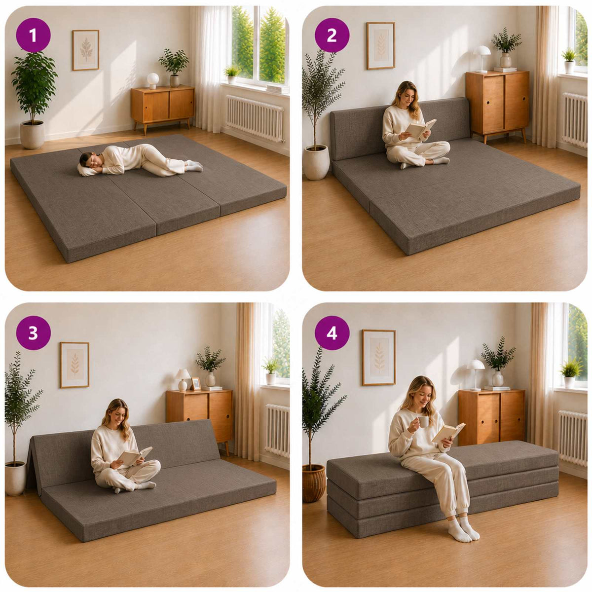 Sulankstomas Sofos Lova 180 x 67 x 45 cm Taupe