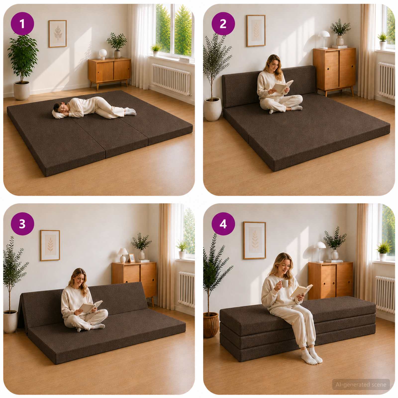 Sulankstomas Sofos Lova 180 x 67 x 45 cm Taupe