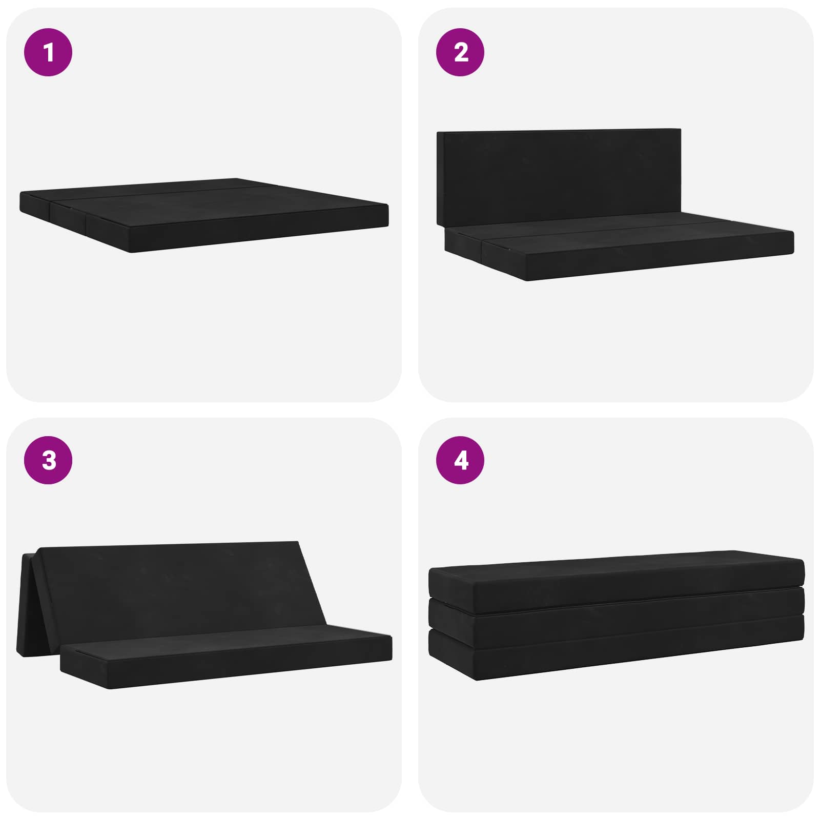 Sulankstomas Sofos Lova 180 x 67 x 45 cm Juoda
