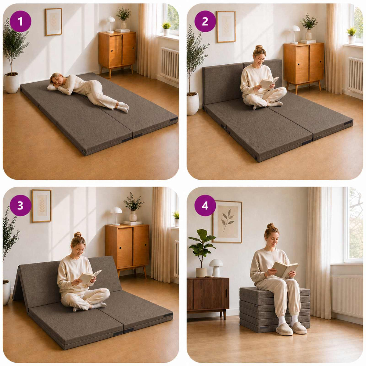 Sulankstomas Sofos Lova 140 x 67 x 45 cm Taupe