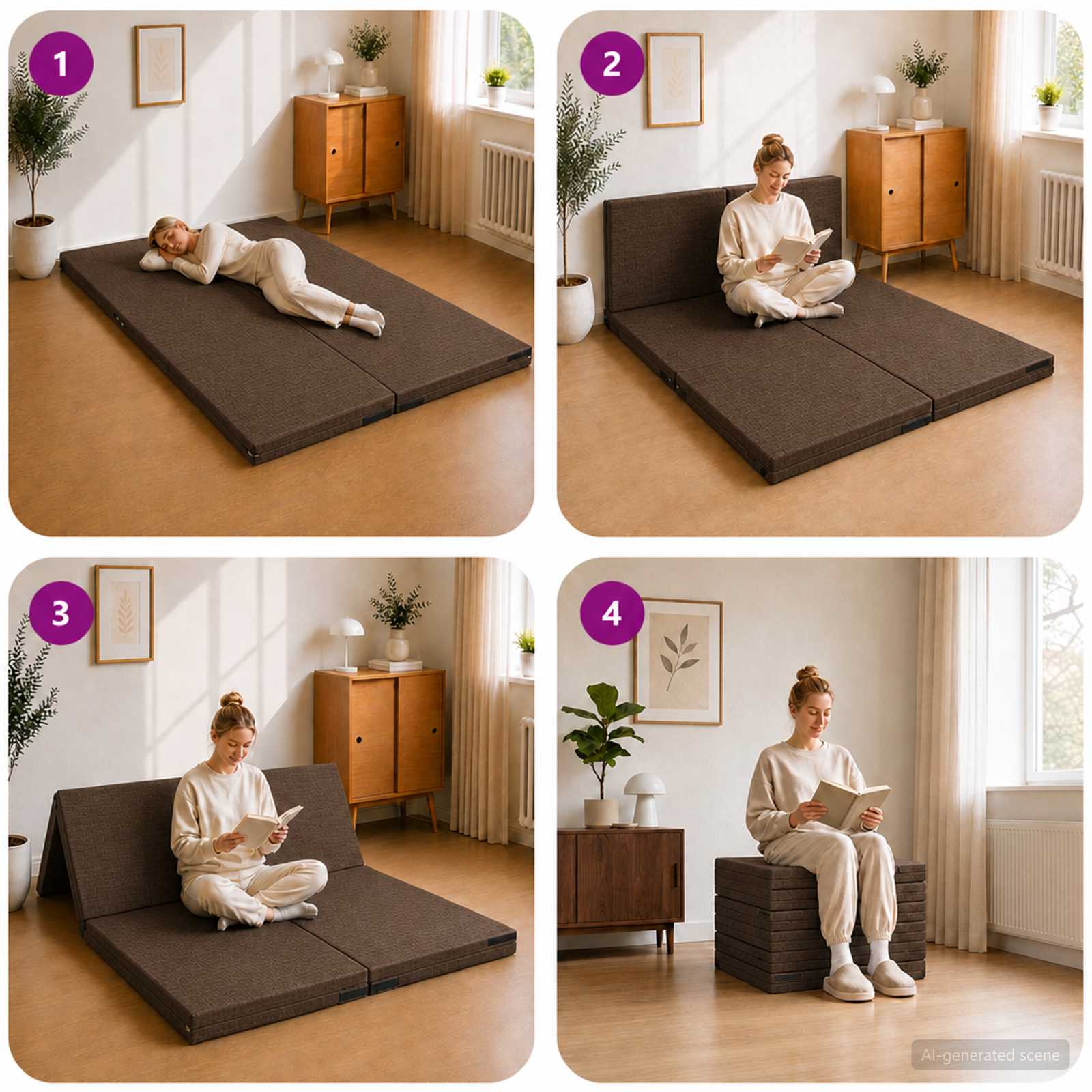 Sulankstomas Sofos Lova 140 x 67 x 45 cm Taupe