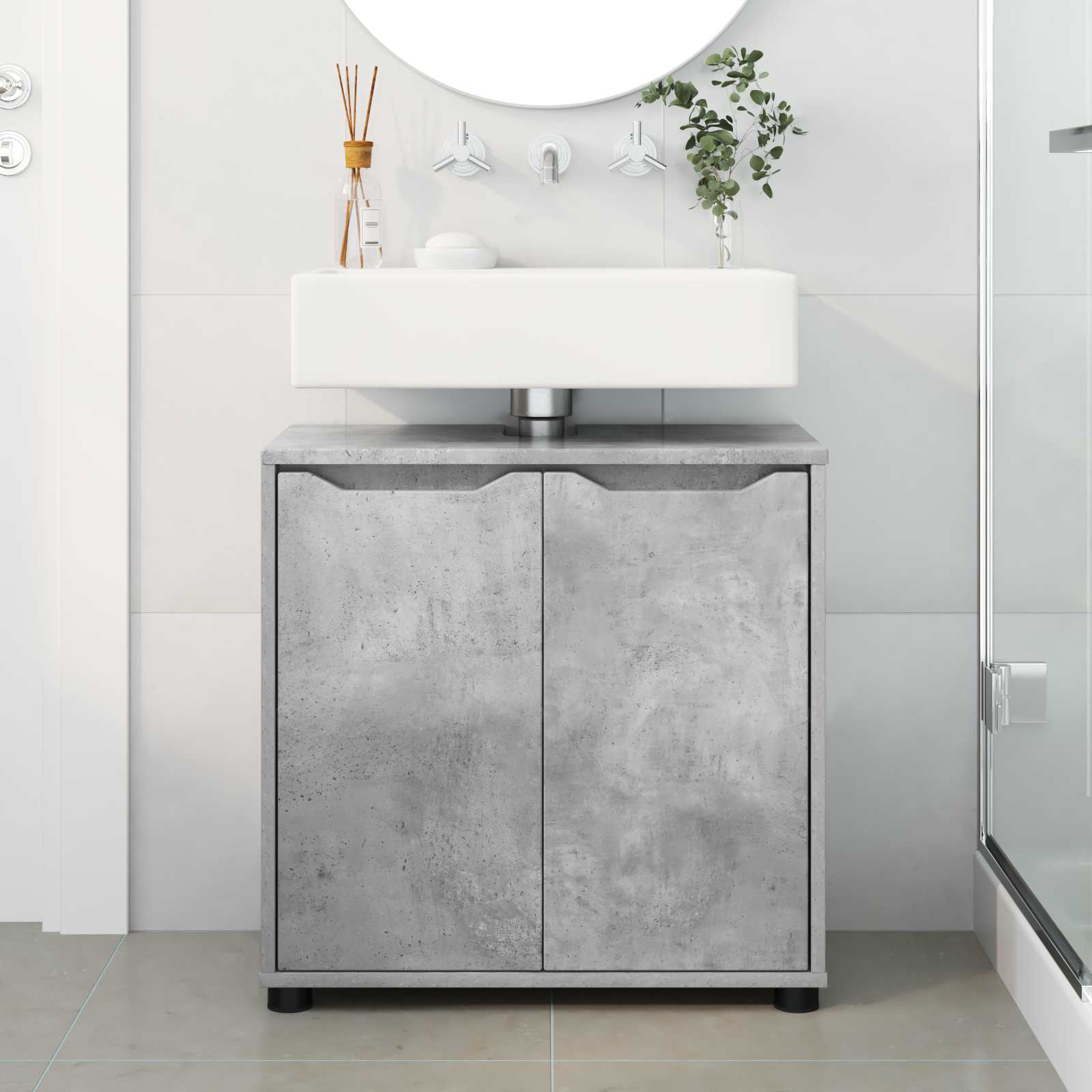 Vonios kriauklės cabinetas Betono pilka 60 x 30 x 60 cm