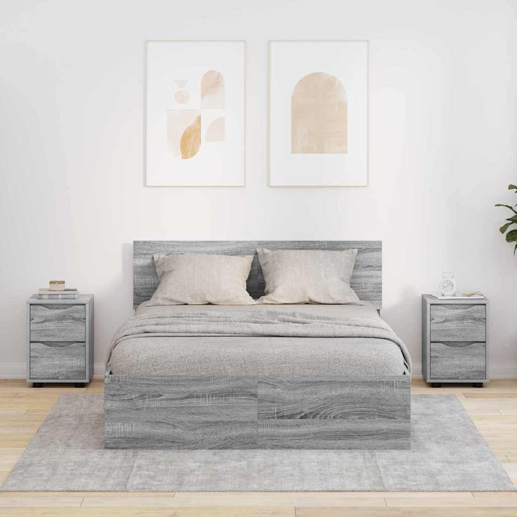 Naktiniai staliukai 2 pcs Pilkas Sonoma 30,5 x 30 x 43 cm