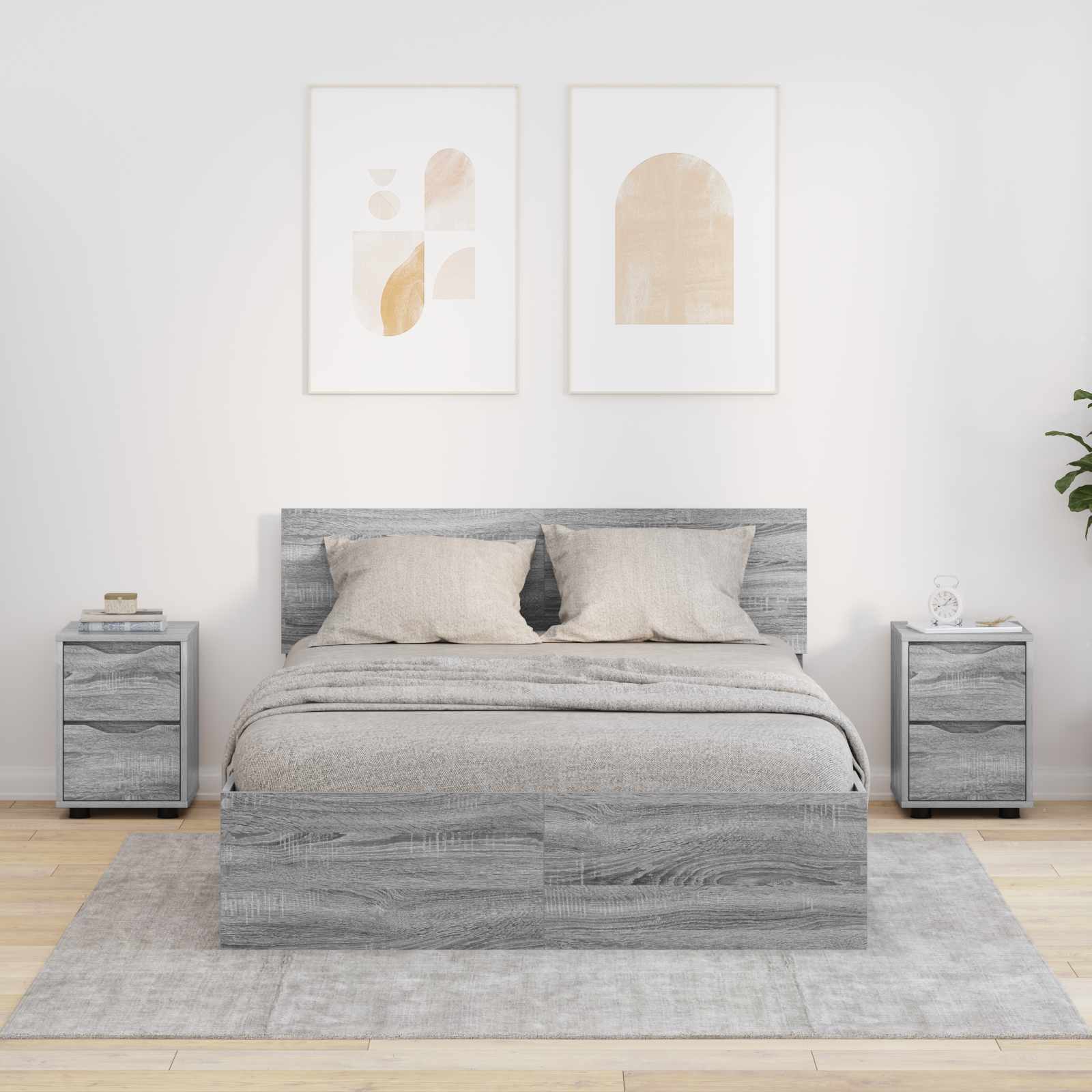 Naktiniai staliukai 2 pcs Pilkas Sonoma 30,5 x 30 x 43 cm