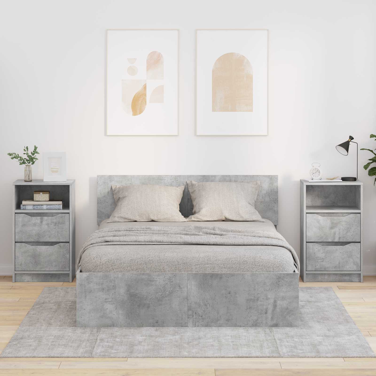 Naktiniai staliukai 2 pcs Betono pilka 40 x 30 x 467 cm