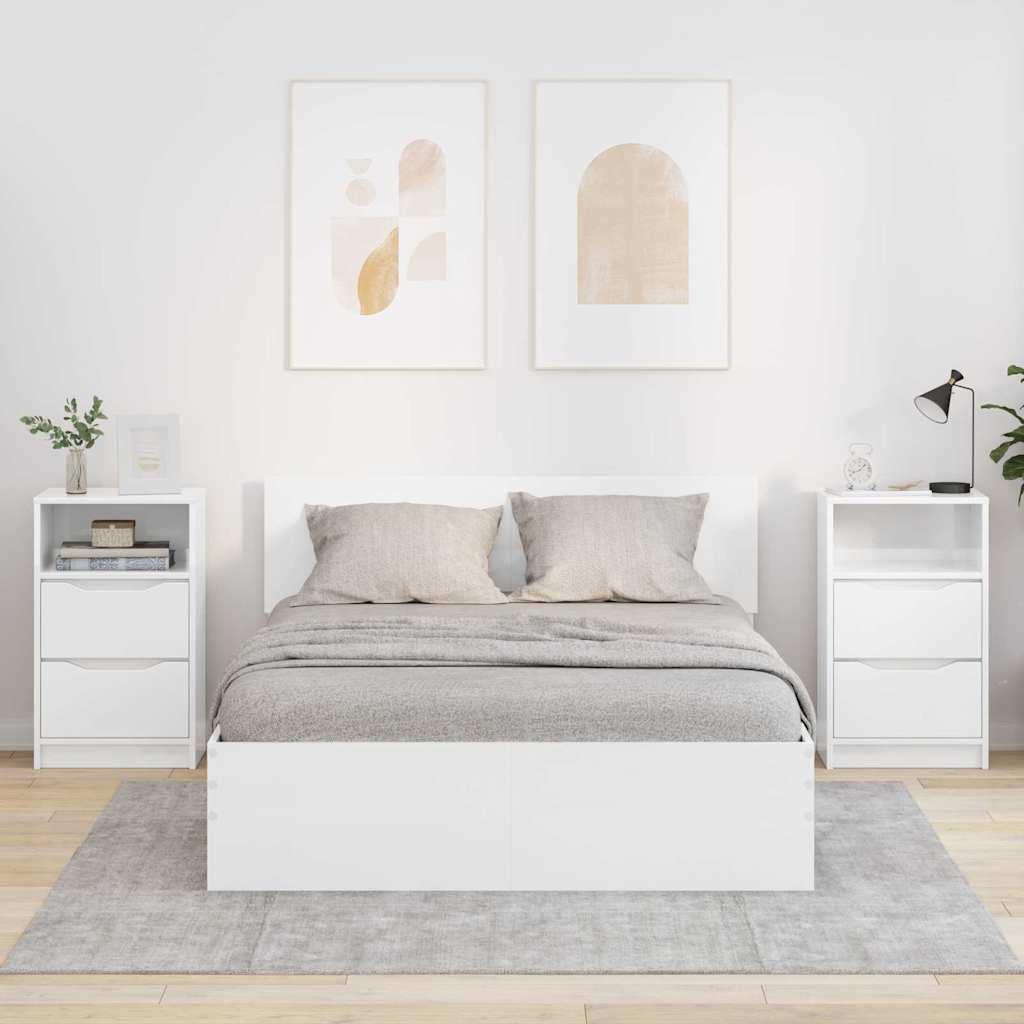 Nightstands with 2 Drawers High Gloss White