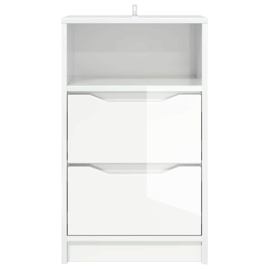 Nightstands with 2 Drawers High Gloss White