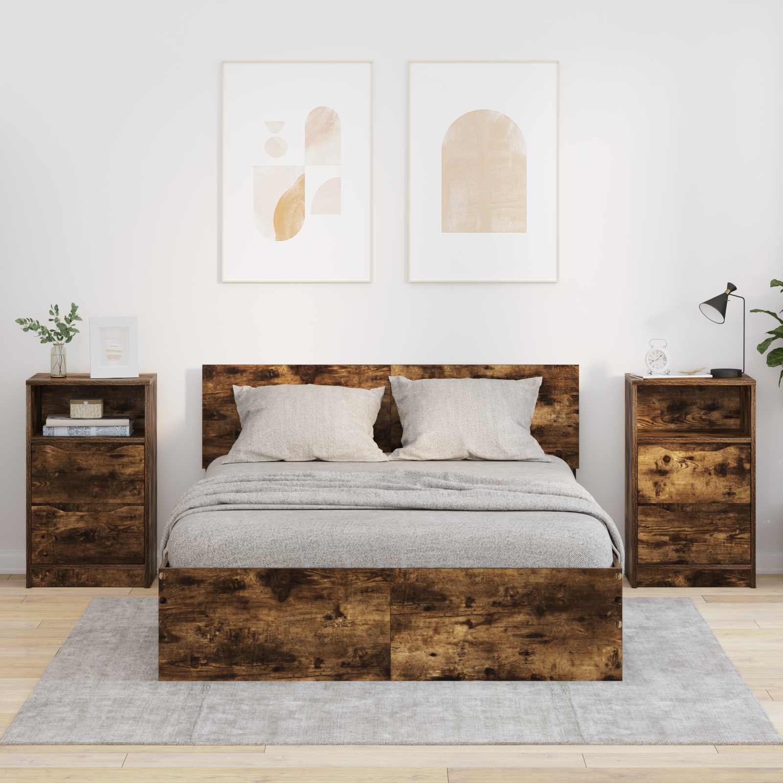 Naktiniai staliukai 2 pcs Rūkyta ąžuolas 40 x 30 x 467 cm