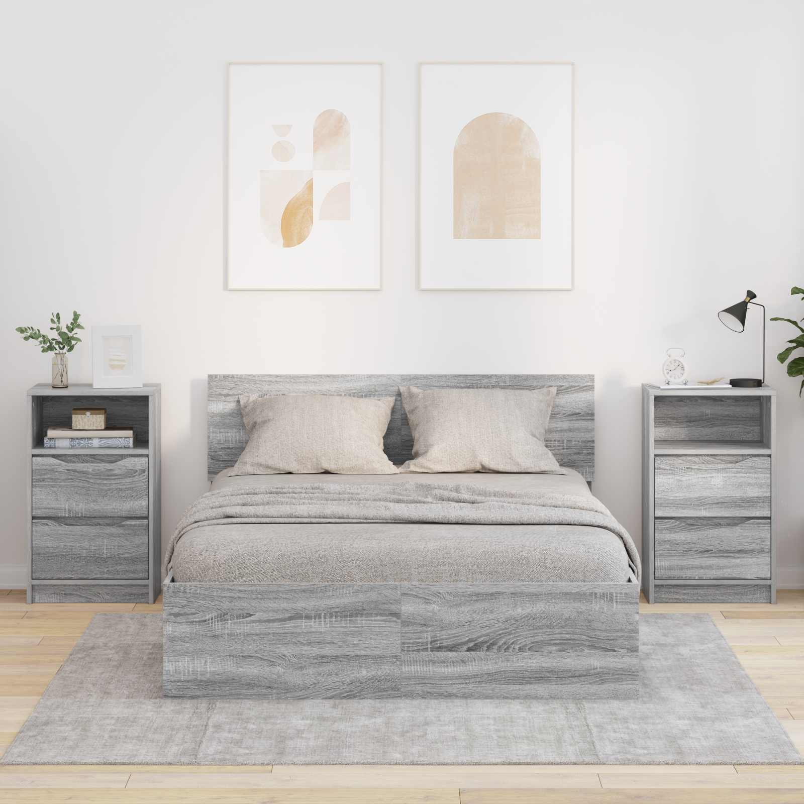 Naktiniai staliukai 2 pcs Pilkas Sonoma 40 x 30 x 467 cm