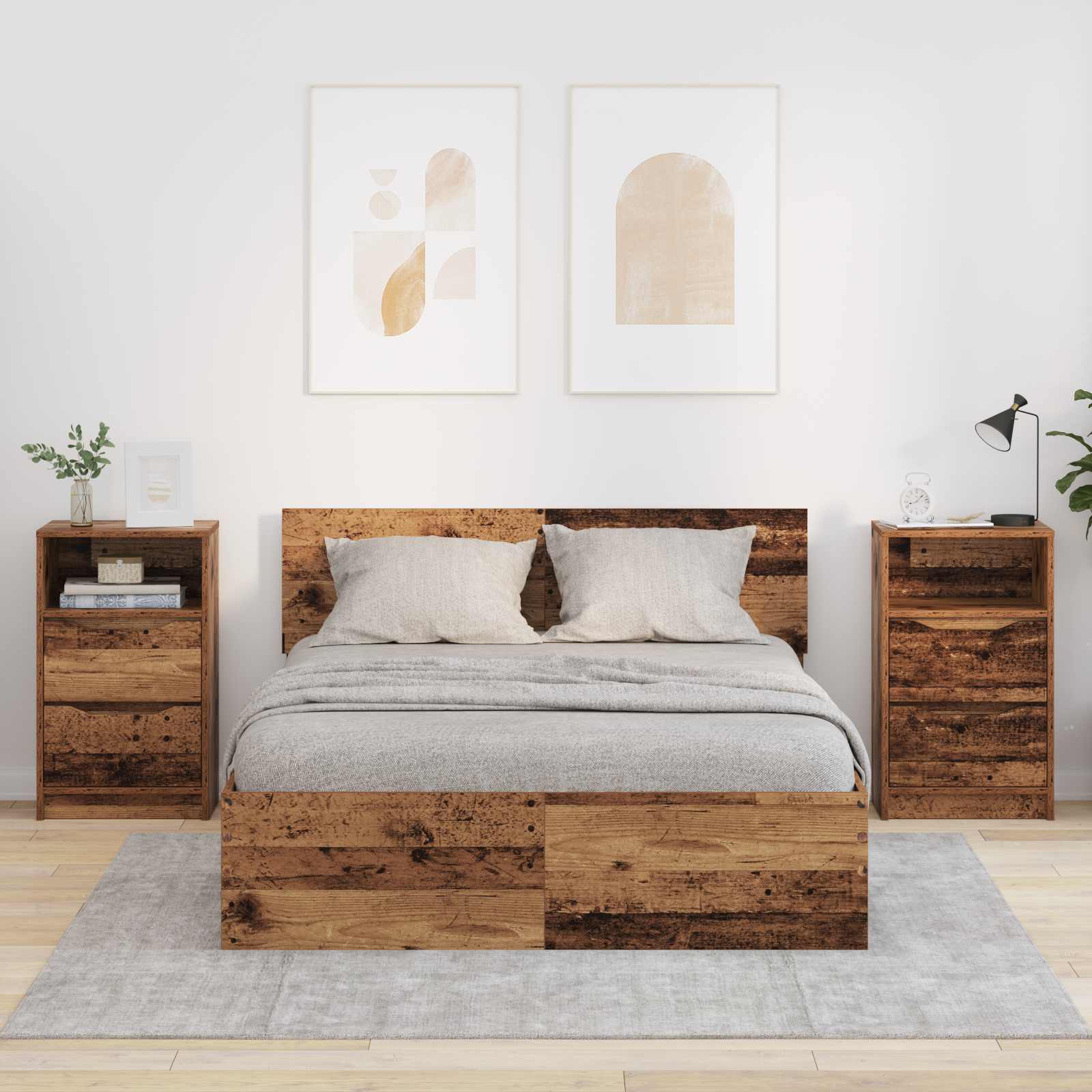 Naktiniai staliukai 2 pcs Senovinis medis 40 x 30 x 467 cm