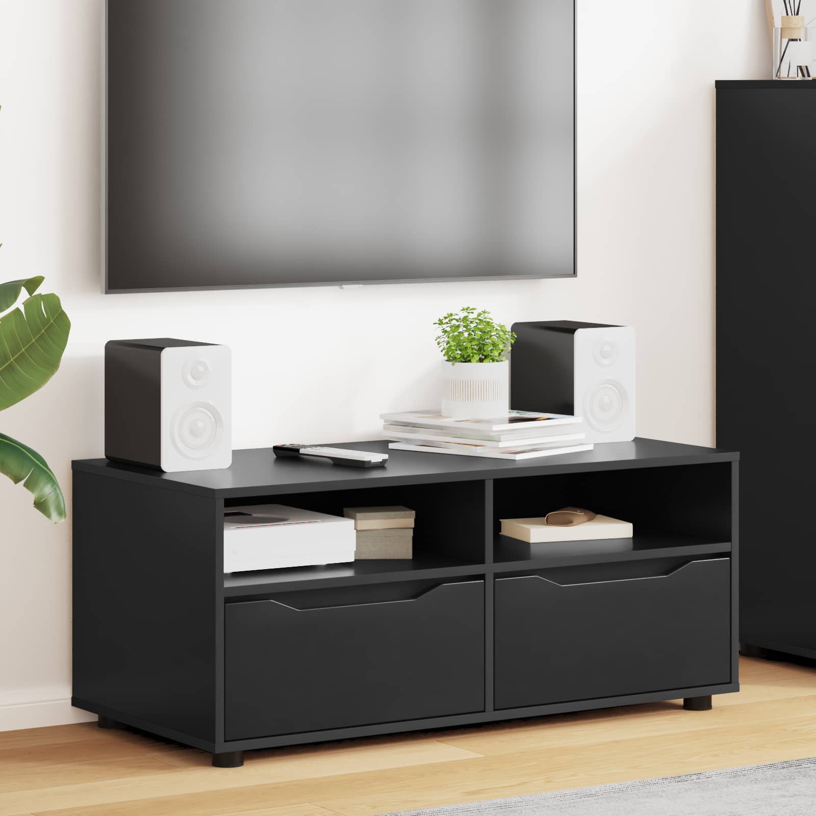 TV Cabinet Black 100 x 48 x 43 cm Engineered Wood
