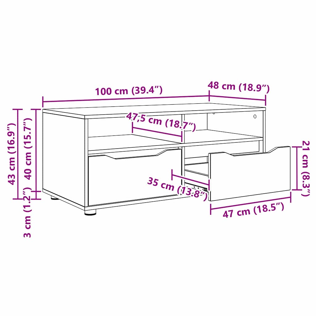 TV cabinet Sonoma oak 100 x 48 x 43 cm