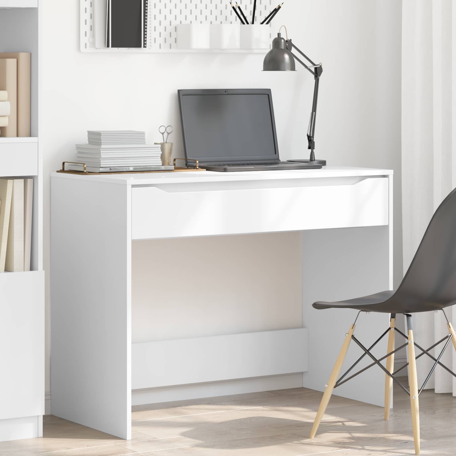 Desk with drawer White 100 x 50 x 78 cm Engineered wood