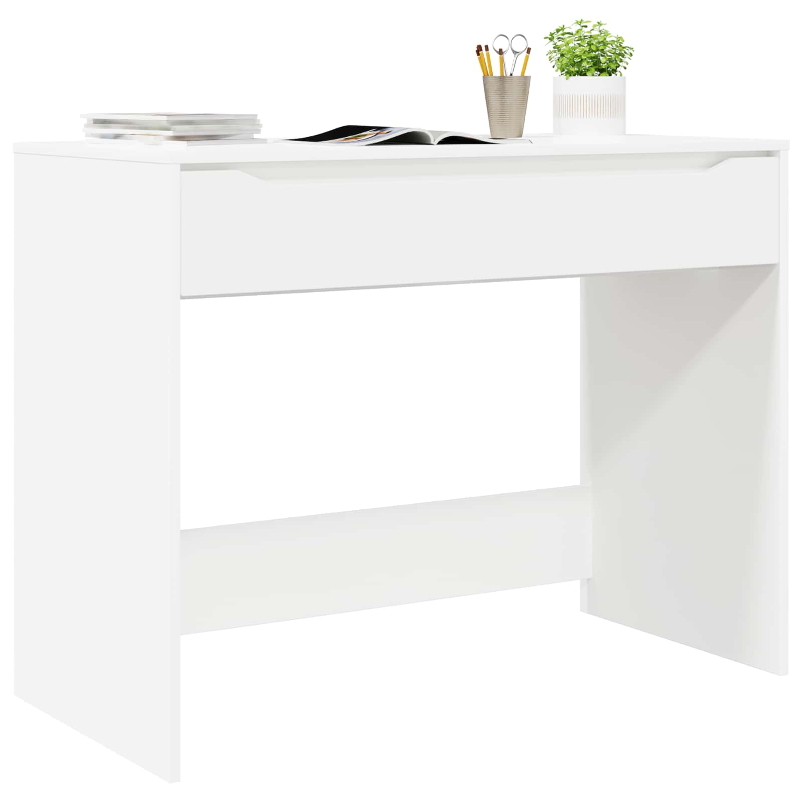 Desk with drawer White 100 x 50 x 78 cm Engineered wood