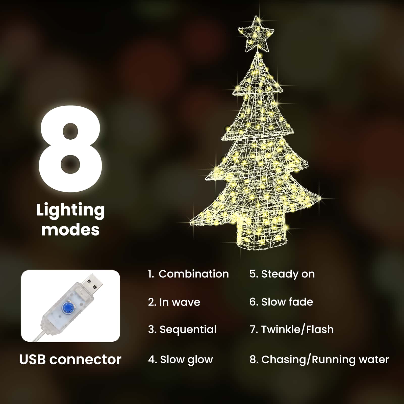 Kalėdų eglutė su 100 LED Šilta balta 120 cm Akrilas