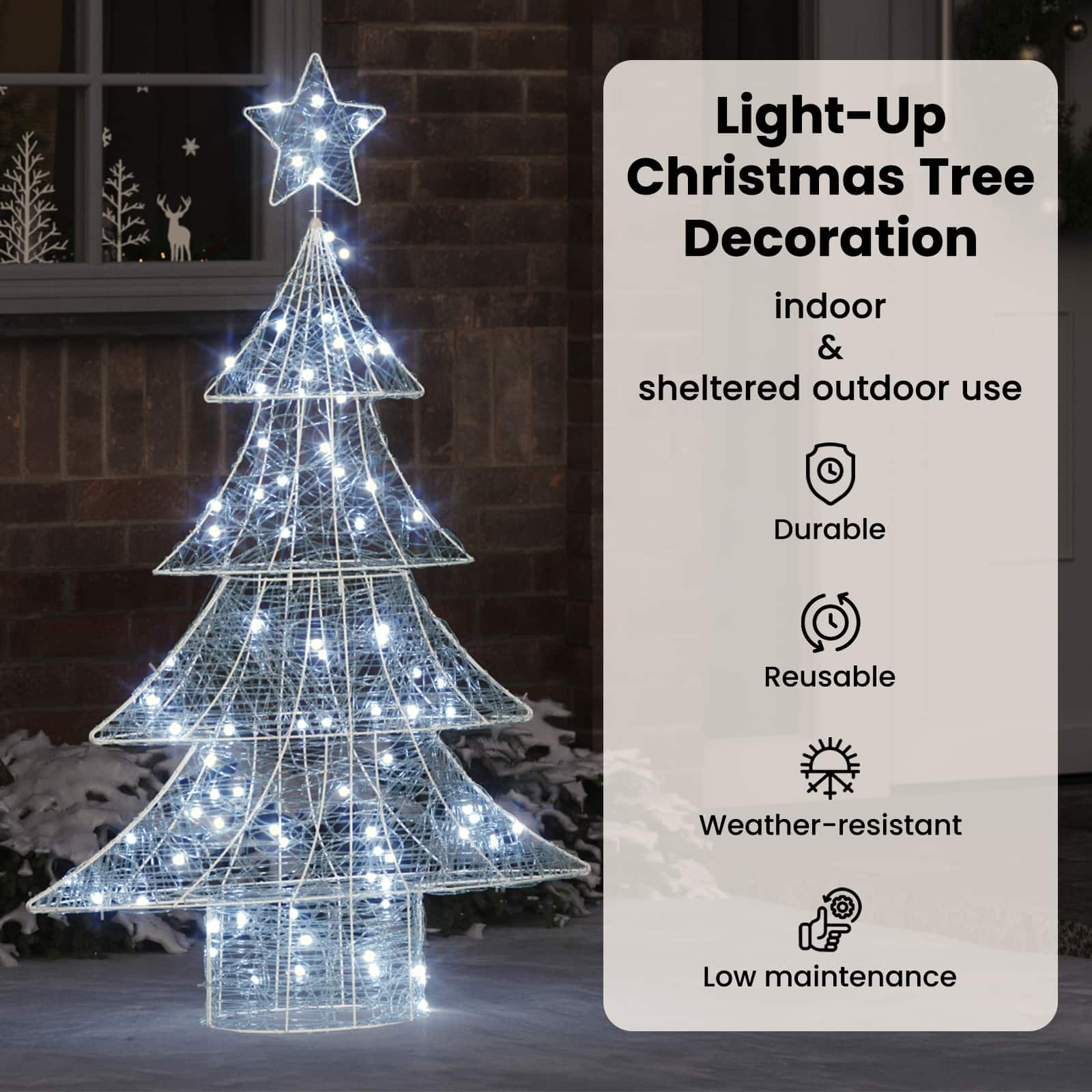 Kalėdų eglutė su 100 LED Šalta balta 120 cm Akrilas