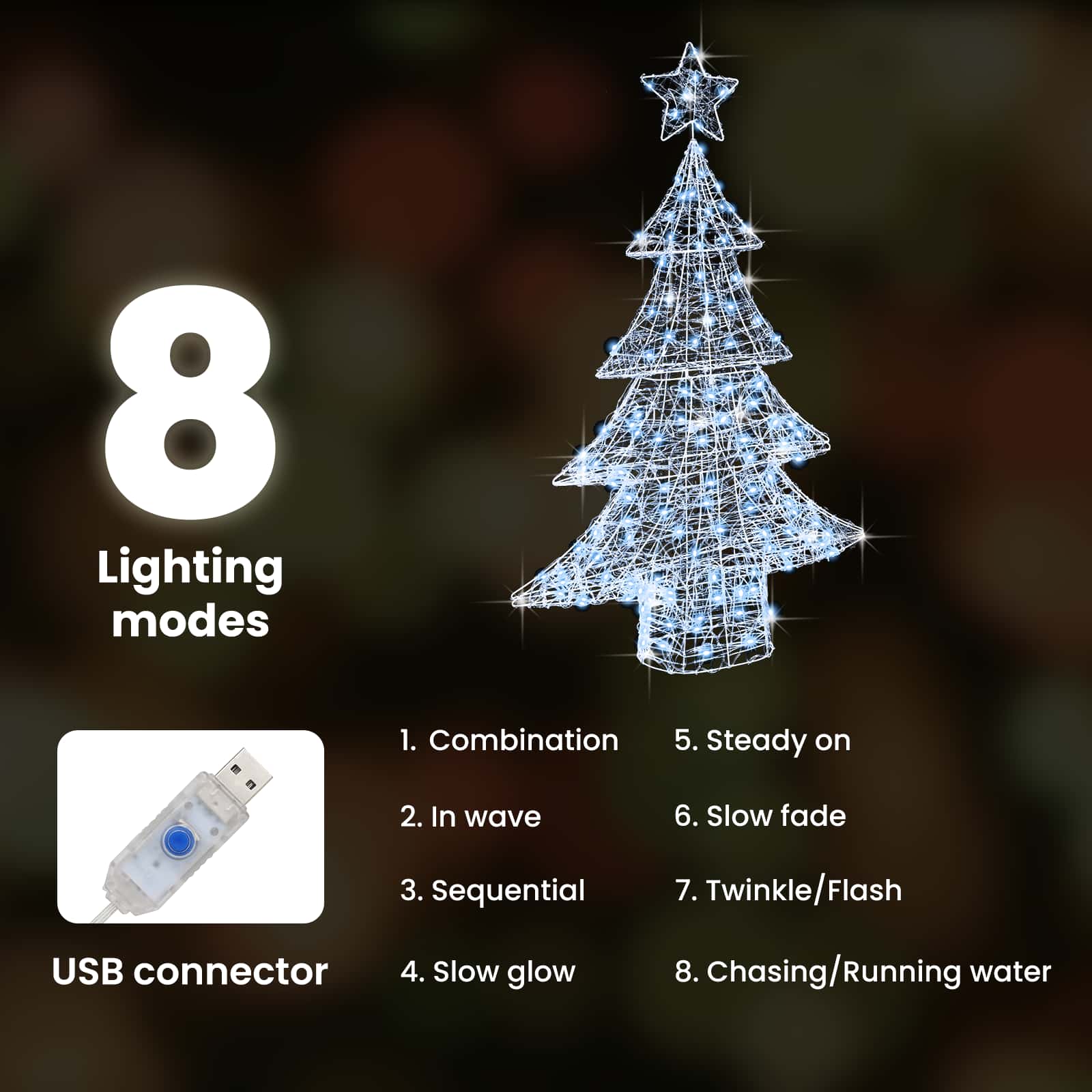 Kalėdų eglutė su 100 LED Šalta balta 120 cm Akrilas