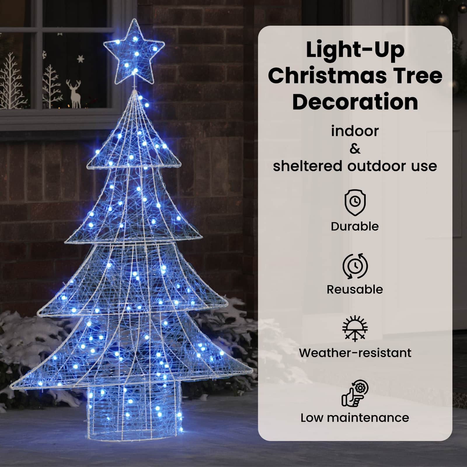 Ziemassvētku eglīte ar 100 LED, zila, 120 cm, akrils