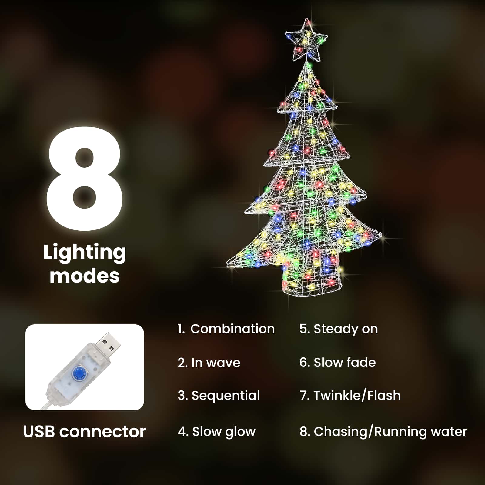 Kalėdų eglutė su 100 LED Įvairiaspalvis 120 cm Akrilas