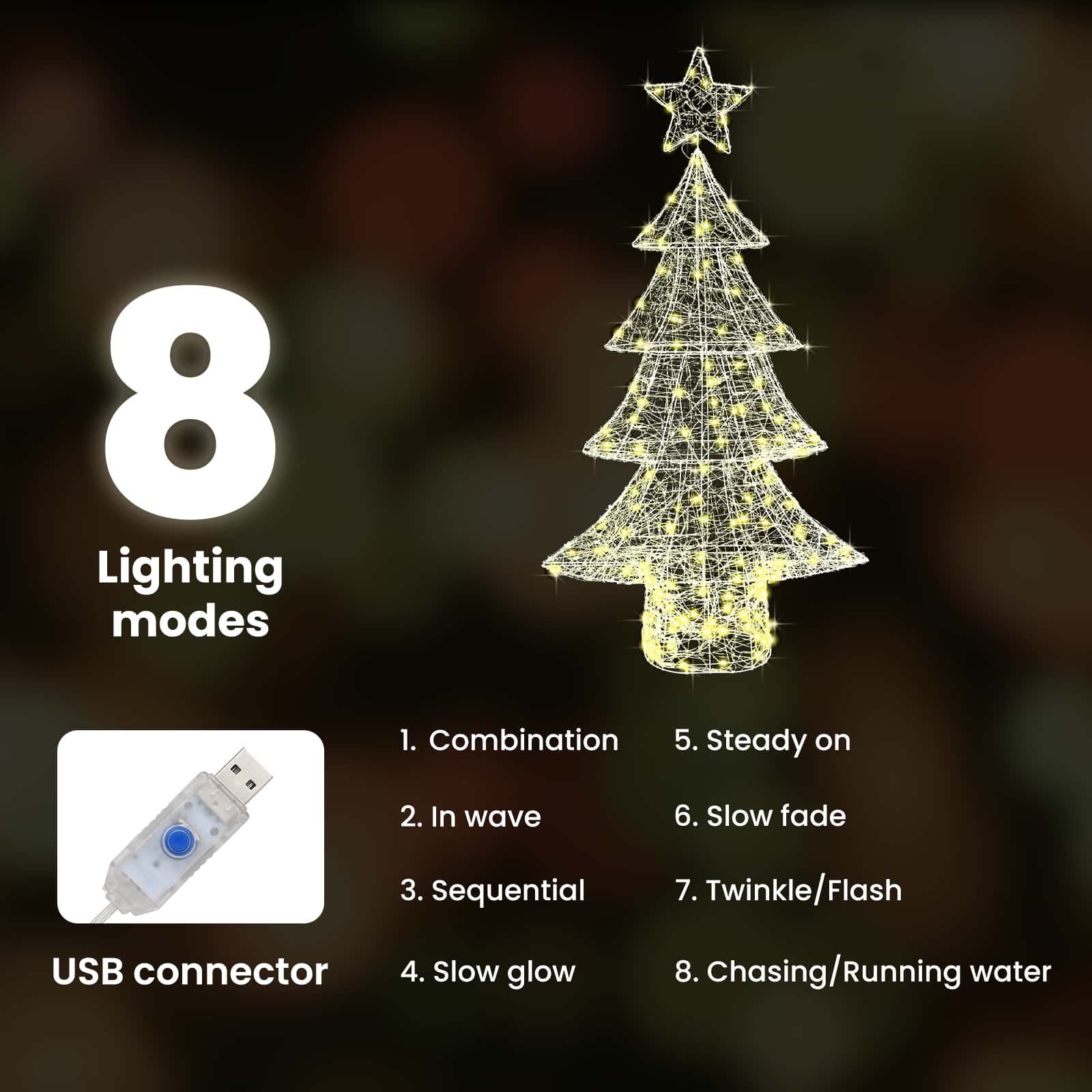 Kalėdų eglutė su 160 LED Šilta balta 150 cm Akrilas