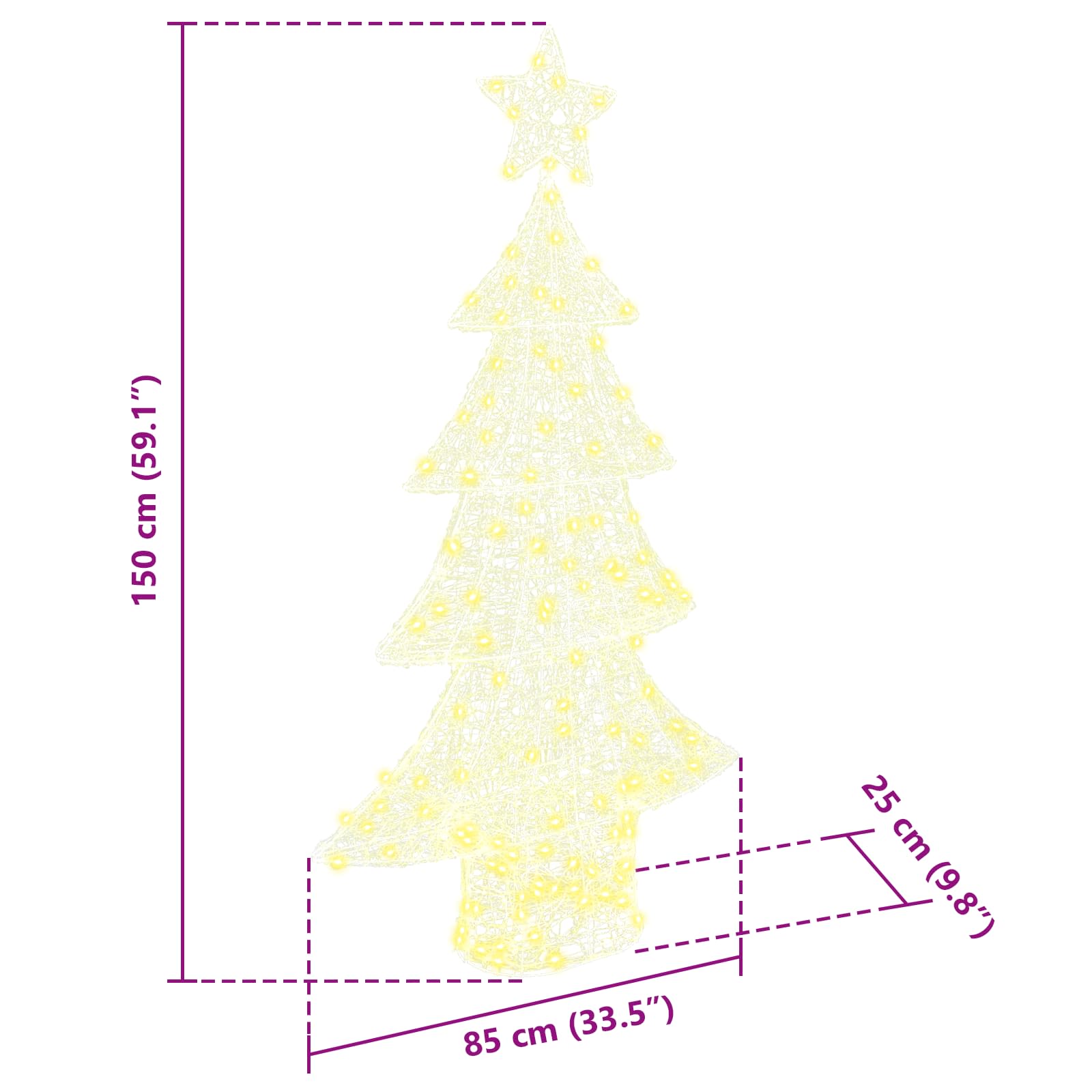 Kalėdų eglutė su 160 LED Šilta balta 150 cm Akrilas