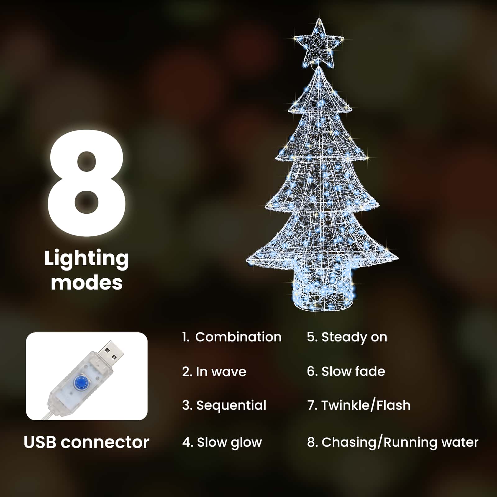 Kalėdų eglutė su 160 LED Šalta balta 150 cm Akrilas