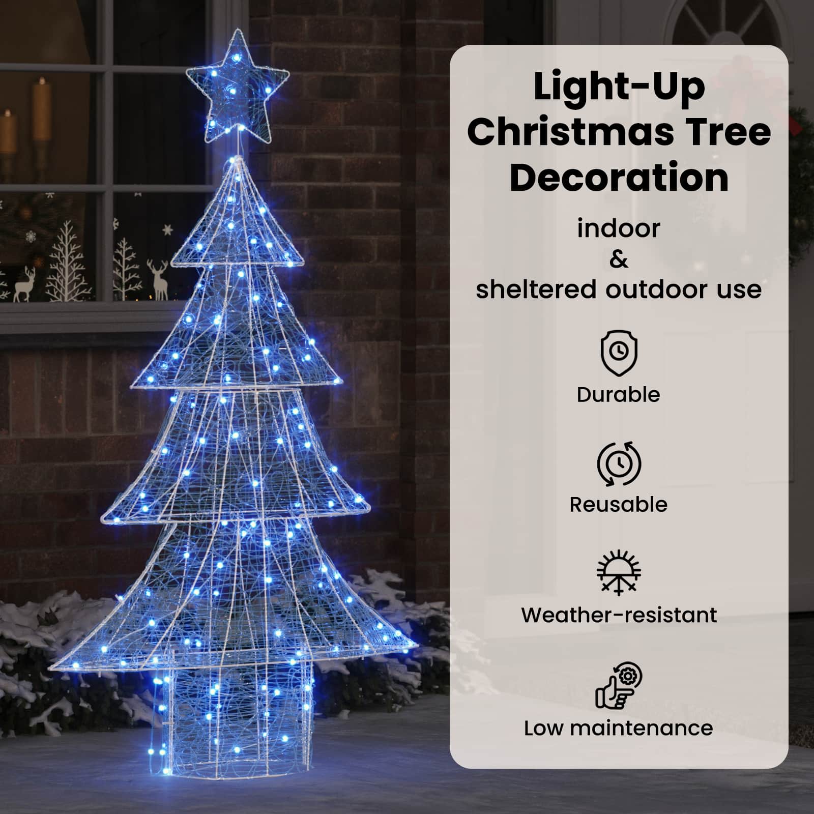 Ziemassvētku eglīte ar 160 LED zilā krāsā, 150 cm, akrils