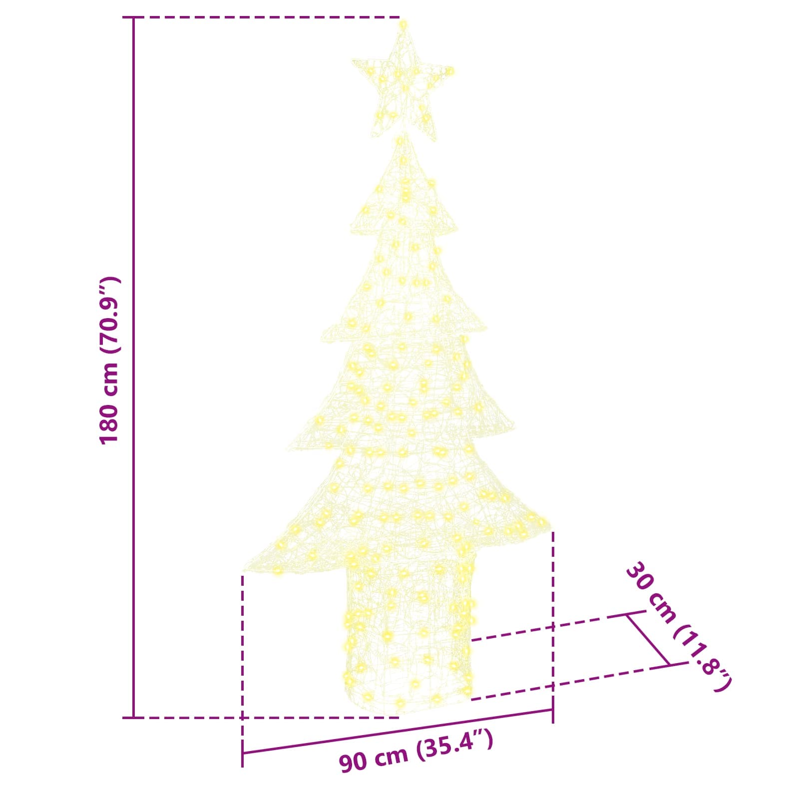 Christmas Tree with 240 LED Warm White 180 cm Acrylic