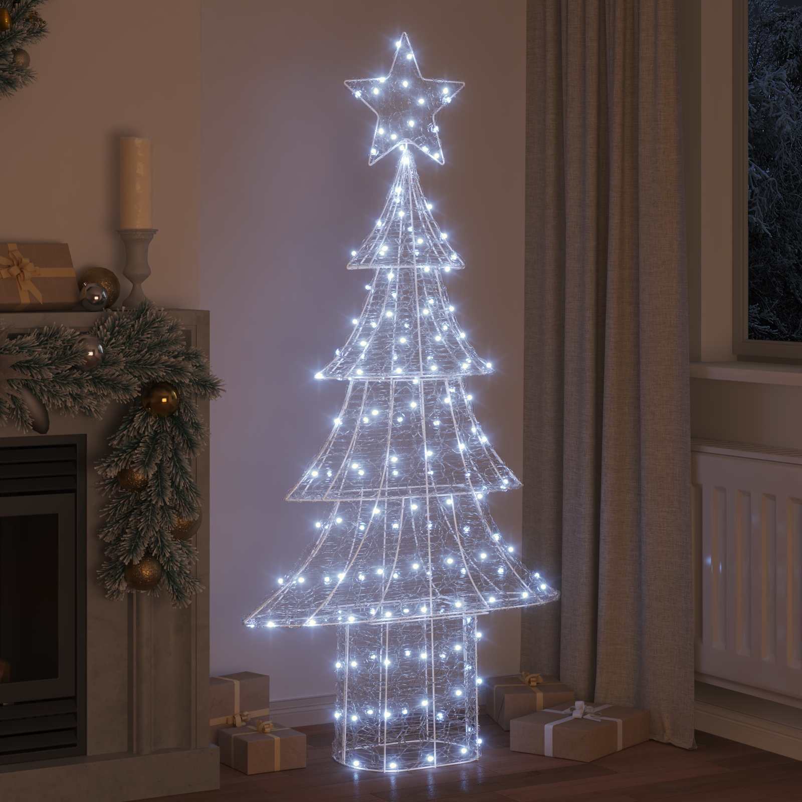Ziemassvētku eglīte ar 240 LED lampiņām, vēsi balta, 180 cm, akrils