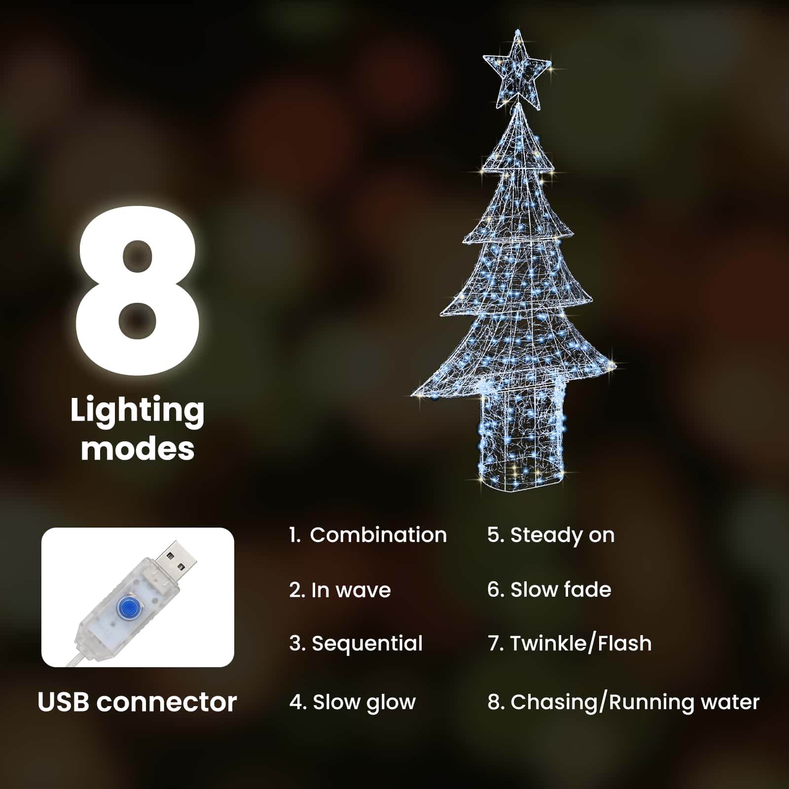 Kalėdų eglutė su 240 LED Šalta balta 180 cm Akrilas