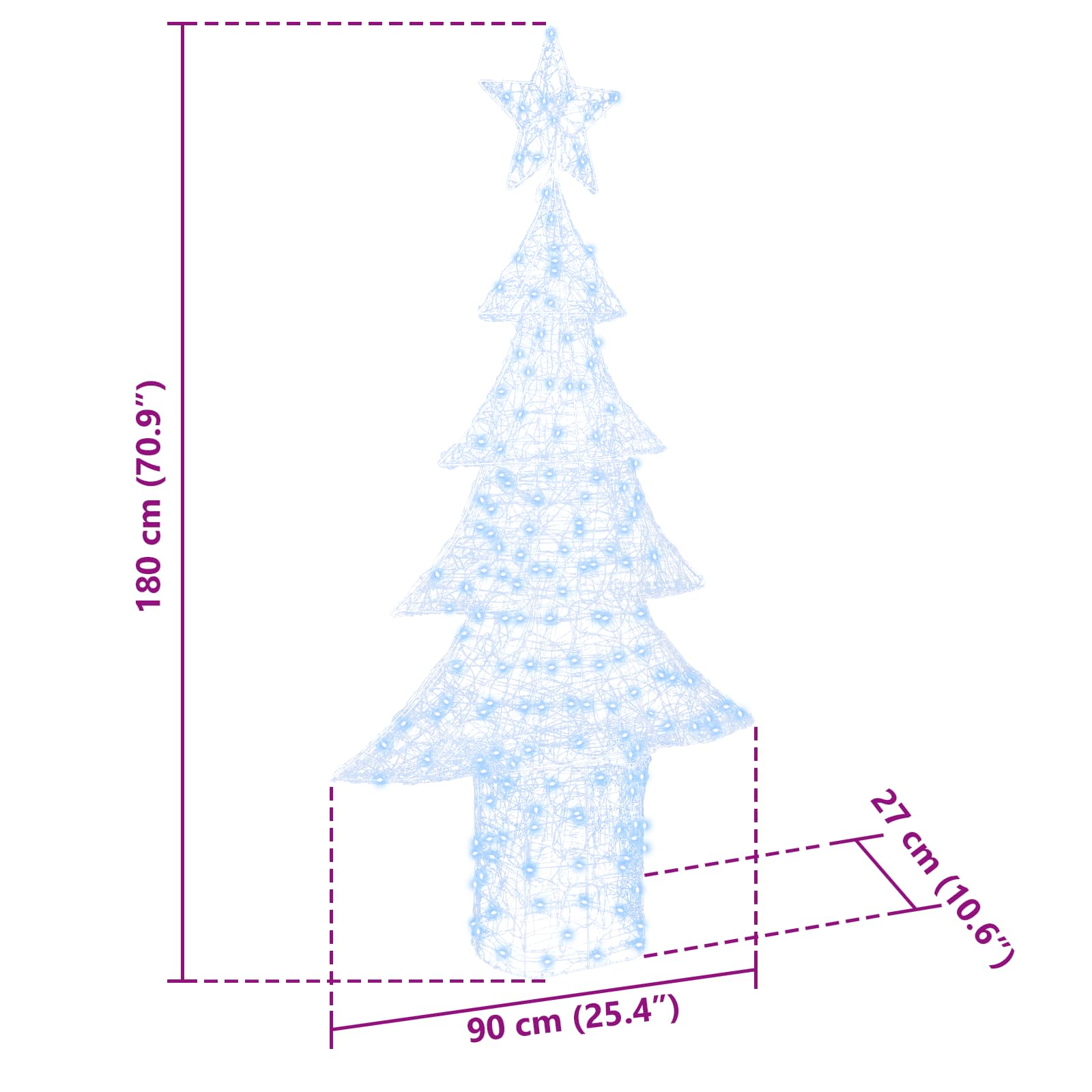 Ziemassvētku eglīte ar 240 LED lampiņām, vēsi balta, 180 cm, akrils