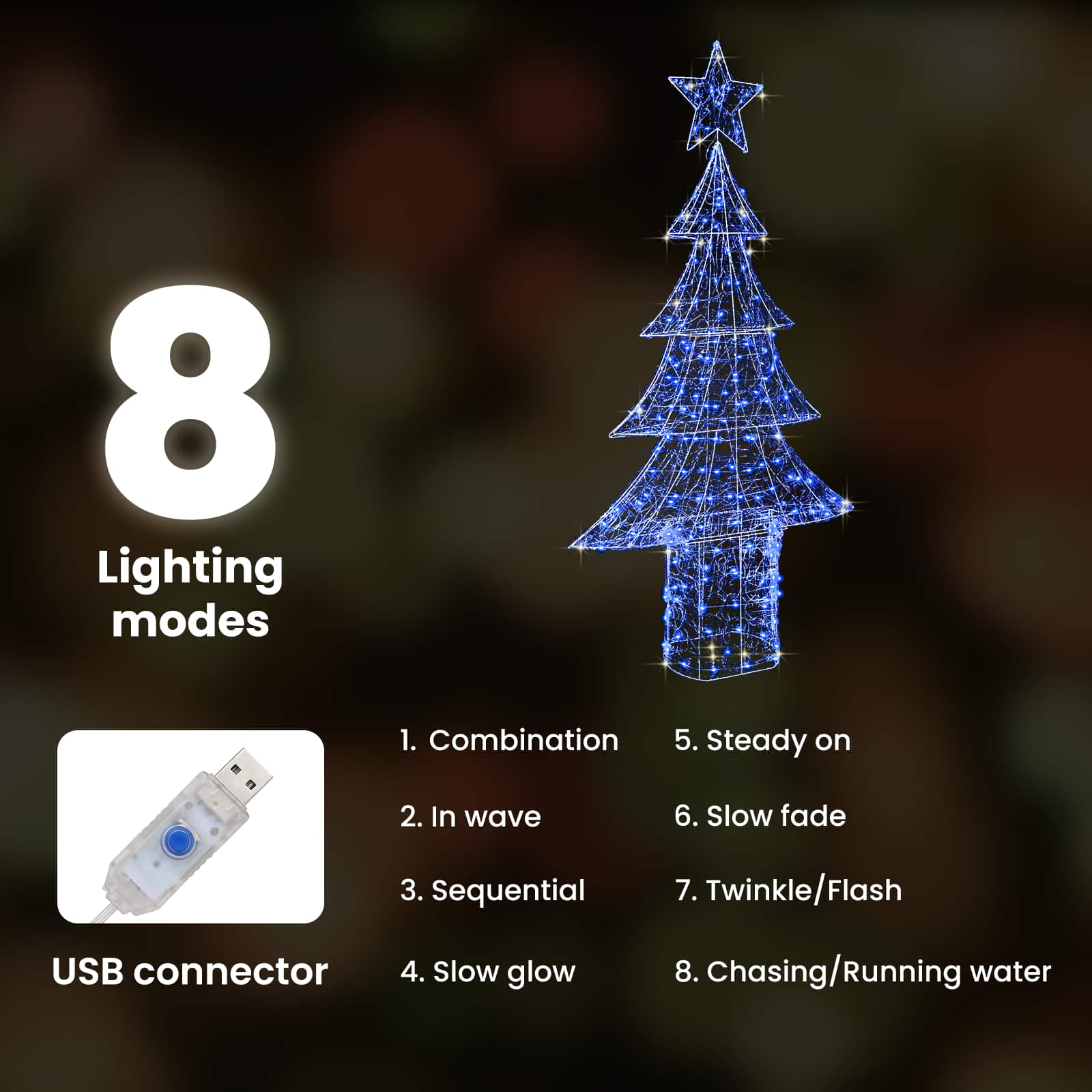 Kalėdų eglutė su 240 LED Mėlyna 180 cm Akrilas