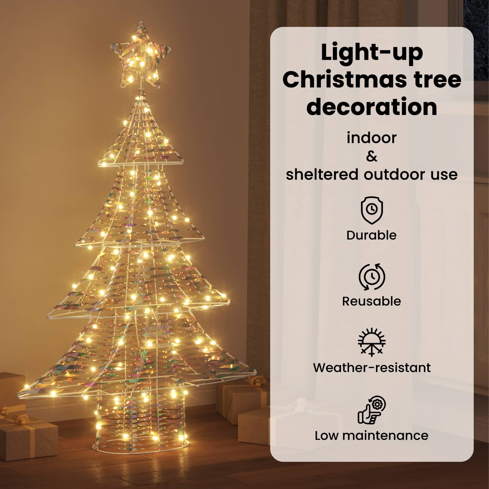 Kalėdų eglutė su 120 LED Šilta balta 120,5 cm PET