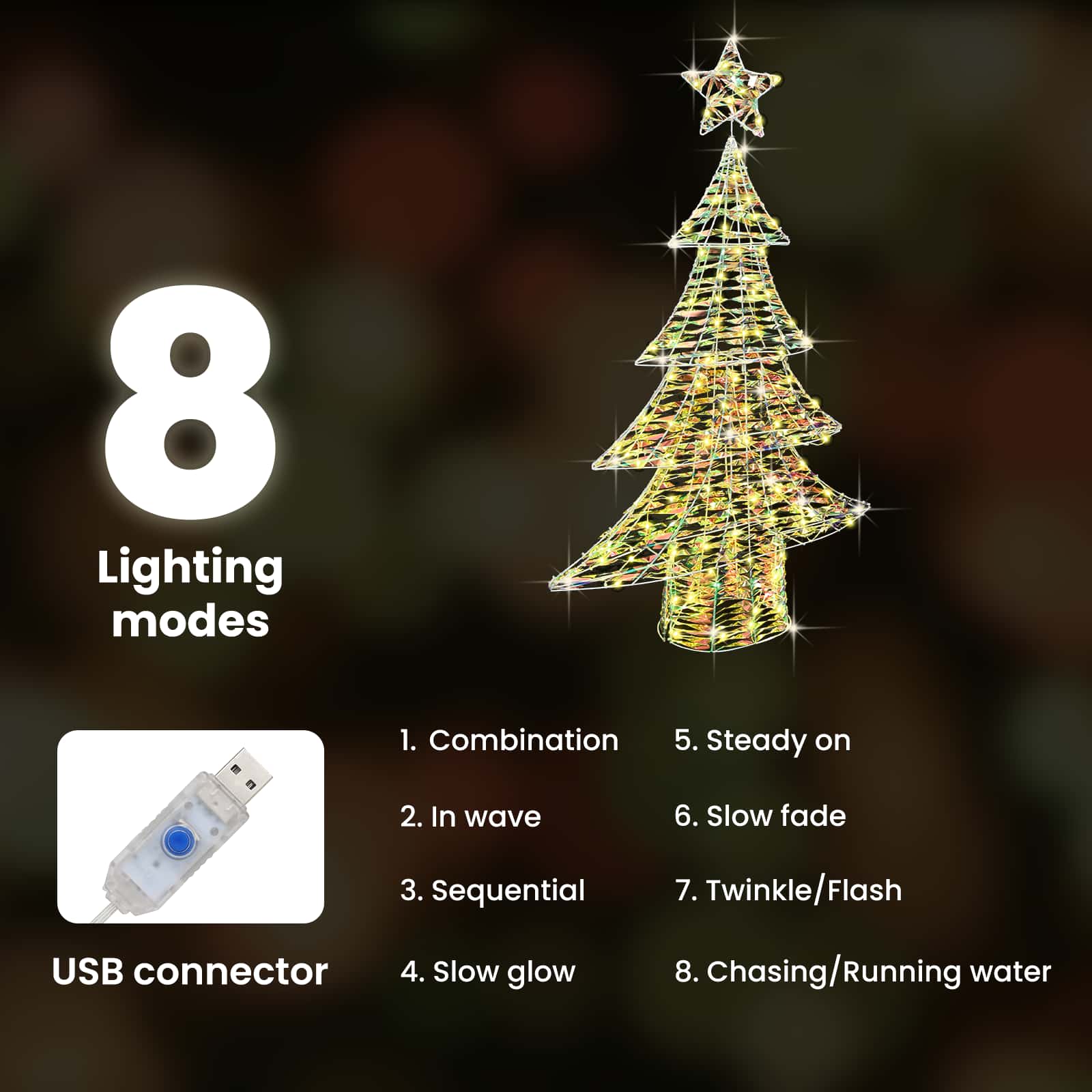 Kalėdų eglutė su 120 LED Šilta balta 120,5 cm PET