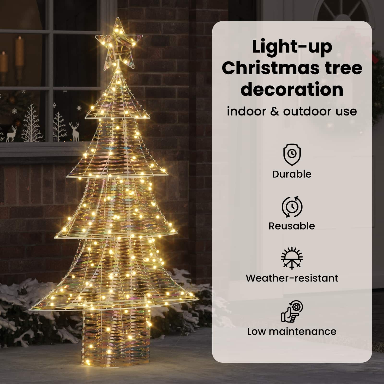 Ziemassvētku egle ar 160 LED silti balta 150 cm PET